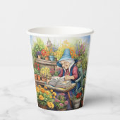 Blume Pot Garden Lady Lesebuch inmitten von Blume Pappbecher (Rückseite)