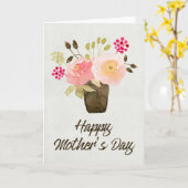 Blume Pot - Glückliche Muttertagskarte Karte (Gelbe Blume)