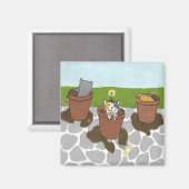 Blume Pot Kittens Magnet (Vorderseite/Rückseite)