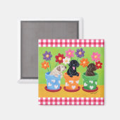 Blume Pot Labrador Welpen Magnet (Vorderseite/Rückseite)