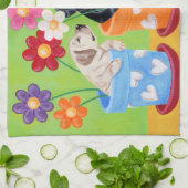 Blume Pot Labrador Welpen Malerei Handtuch (Gefaltet)