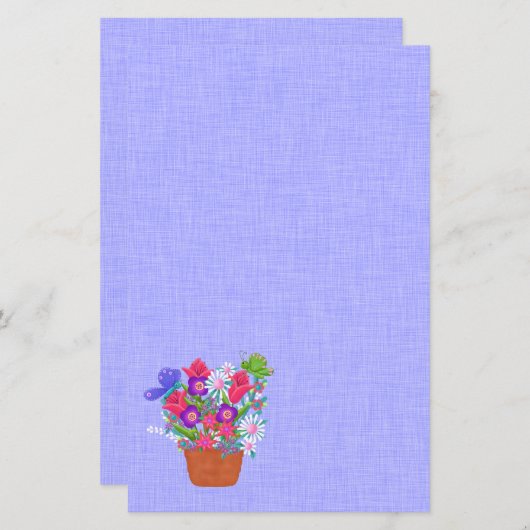 Blume Pot und Schmetterlinge Schönheit (Vorne/Hinten)