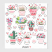Blume Pot Valentine's Stickers Aufkleber (Blatt)