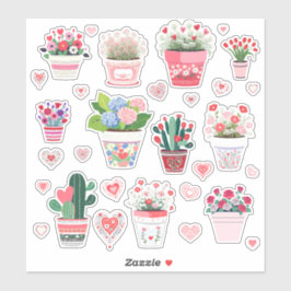 Blume Pot Valentine's Stickers Aufkleber