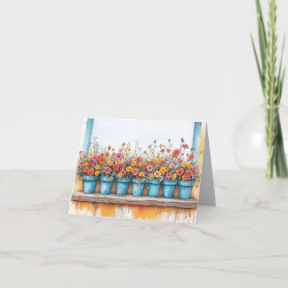 Blume Pots Illustration Pastellfarbe Zeichnend Karte