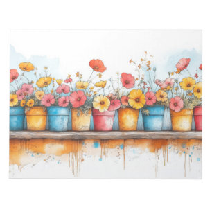 Blume Pots Illustration Pastellfarbe Zeichnend Notizblock