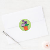 Blume Pots Lila Daisies Runder Aufkleber (Umschlag)