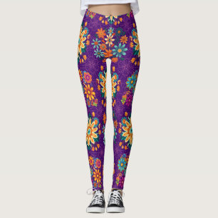 Blume-Pots-Muster für mehrere Farben - Rosa B Lila Leggings