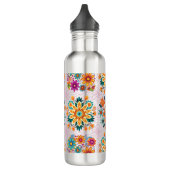 Blume-Pots-Muster für mehrere Farben - rosa Edelstahlflasche (Links)