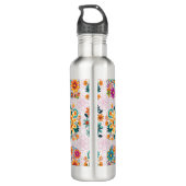 Blume-Pots-Muster für mehrere Farben - rosa Edelstahlflasche (Rückseite)