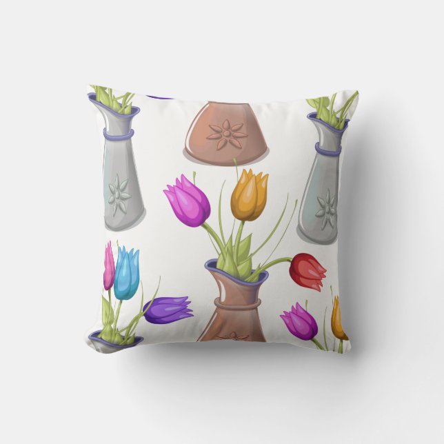Blume-Pots-Muster Kissen (Vorderseite)