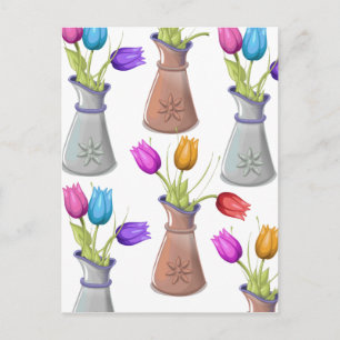 Blume-Pots-Muster Postkarte