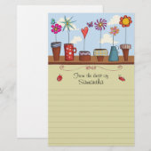 Blume Pots Stationery Briefpapier (Vorne/Hinten)