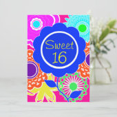Blume Power 16 . Geburtstag Einladung (Stehend Vorderseite)