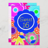 Blume Power 16 . Geburtstag Einladung (Vorne/Hinten)