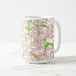 Blume Power 1 Rosa, Grün, Orange, Braune Akzente Kaffeetasse