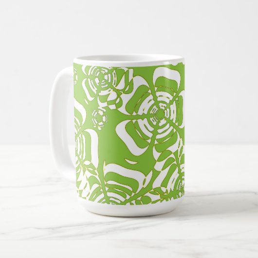 Blume Power 3 Gelb und Schwarz grün Kaffeetasse (Vorderseite Links)