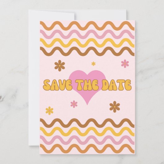 Blume Power 60er 70er Jahre Retro Save the Date Einladung (Vorderseite)