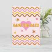 Blume Power 60er 70er Jahre Retro Save the Date Einladung (Stehend Vorderseite)