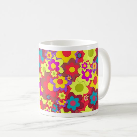 Blume Power 60er-Hippy Kaffeetasse (VorderseiteRechts)
