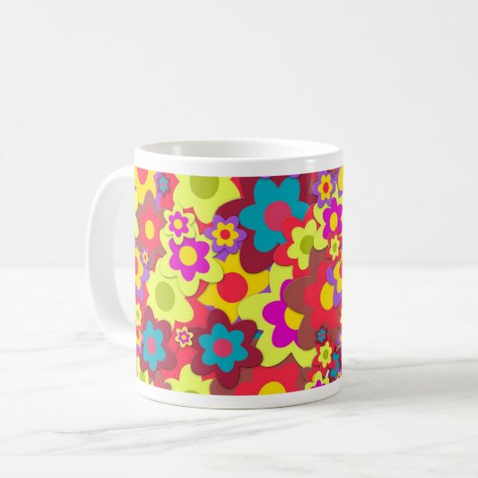 Blume Power 60er-Hippy Kaffeetasse (Vorderseite Links)