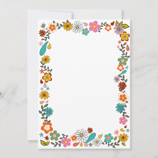 Blume Power 70er Jahre inspiriert Grenze Einladung (Vorderseite)