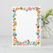 Blume Power 70er Jahre inspiriert Grenze Einladung (Stehend Vorderseite)