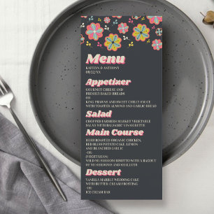 Blume Power 70er Jahre Retro Groovy Wedding Menü