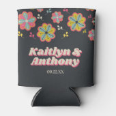 Blume Power 70er Retro Groovy Hochzeit Dosenkühler (Vorderseite)