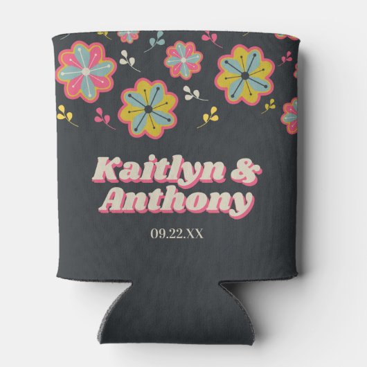 Blume Power 70er Retro Groovy Hochzeit Dosenkühler (Rückseite)