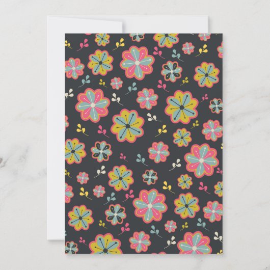 Blume Power 70er Retro Groovy Hochzeit Einladung (Rückseite)