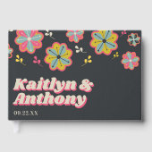 Blume Power 70er Retro Groovy Hochzeit Gästebuch (Vorderseite)