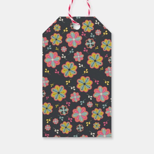 Blume Power 70er Retro Groovy Hochzeit Geschenkanhänger (Rückseite)