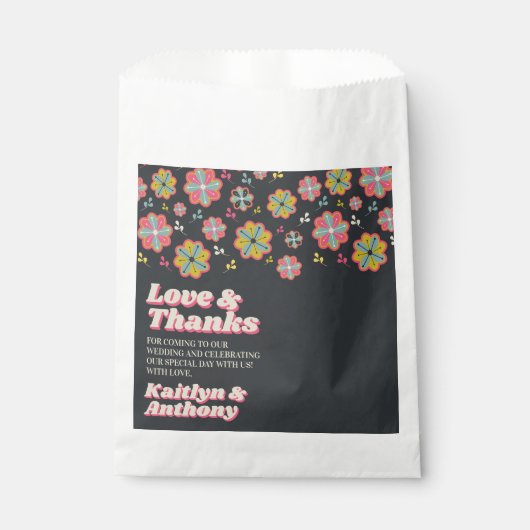 Blume Power 70er Retro Groovy Hochzeit Geschenktütchen (Vorderseite)