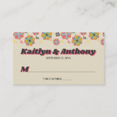 Blume Power 70er Retro Groovy Hochzeit Platzkarte (Vorderseite)