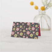 Blume Power 70er Retro Groovy Hochzeit Platzkarte (Rückseite)