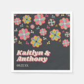 Blume Power 70er Retro Groovy Hochzeit Serviette (Vorderseite)