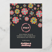 Blume Power 70er Retro Groovy Hochzeit Vielen Dank Folieneinladung (Rückseite)