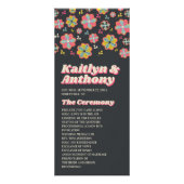 Blume Power 70er Retro Groovy Hochzeitsprogramm Werbekarte (Vorne)