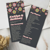 Blume Power 70er Retro Groovy Hochzeitsprogramm Werbekarte