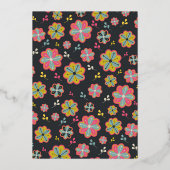 Blume Power 70er Retro Groovy Wedding Real Folieneinladung (Rückseite)