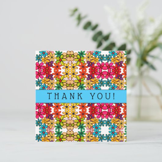 Blume Power Abstrakt Kaleidoskop Muster Dankeskarte (Stehend Vorderseite)