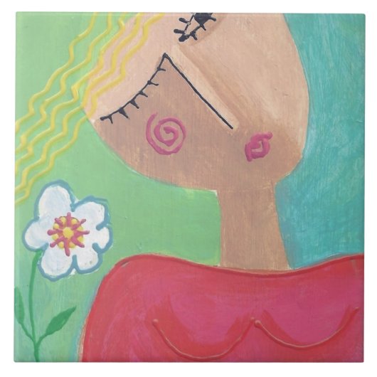 Blume Power Abstrakte Malerei Fliese (Vorderseite)