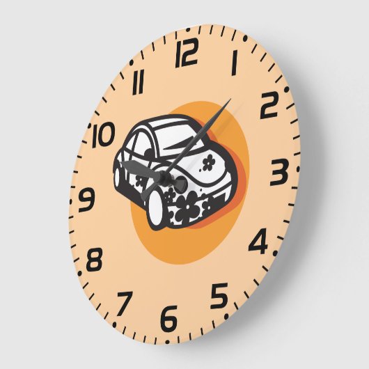 Blume Power Auto Niedlich Hippie Style Große Wanduhr (Winkel)