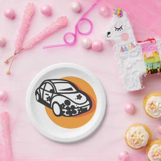 Blume Power Auto Niedlich Hippie Style Pappteller (Party)