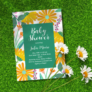 Blume Power Babydusche Einladung