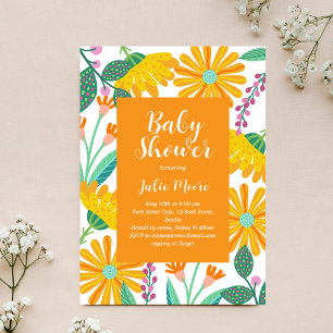 Blume Power Babydusche Einladung