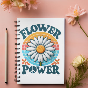 Blume Power Blau anpassbarer Name Notizblock