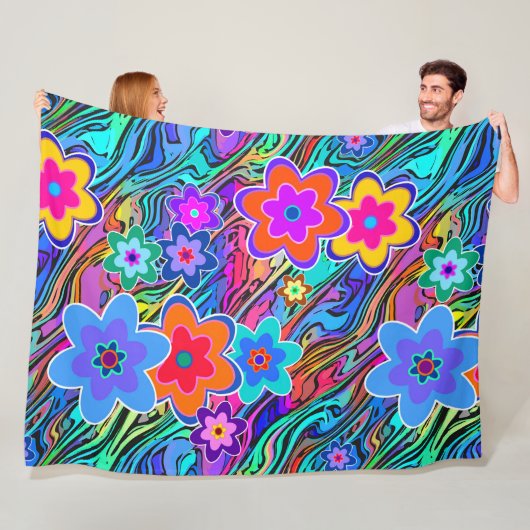 Blume Power blüht nahtlos Muster 3 Fleecedecke (Beispiel)