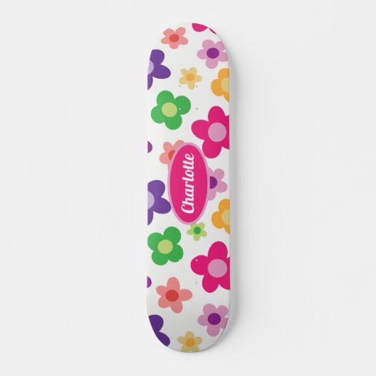 Blume Power Blumenblume Lila & PinkCustom Skateboard (Vorne)